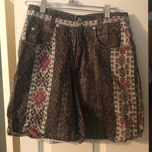 Vintage High-waisted Patterned Shorts